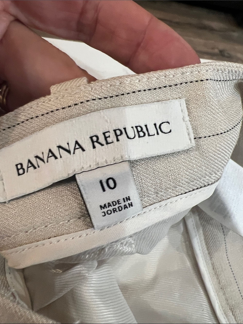 Banana Republic Cream Pinstripe Wide-Leg Pants - Picture 2 of 5